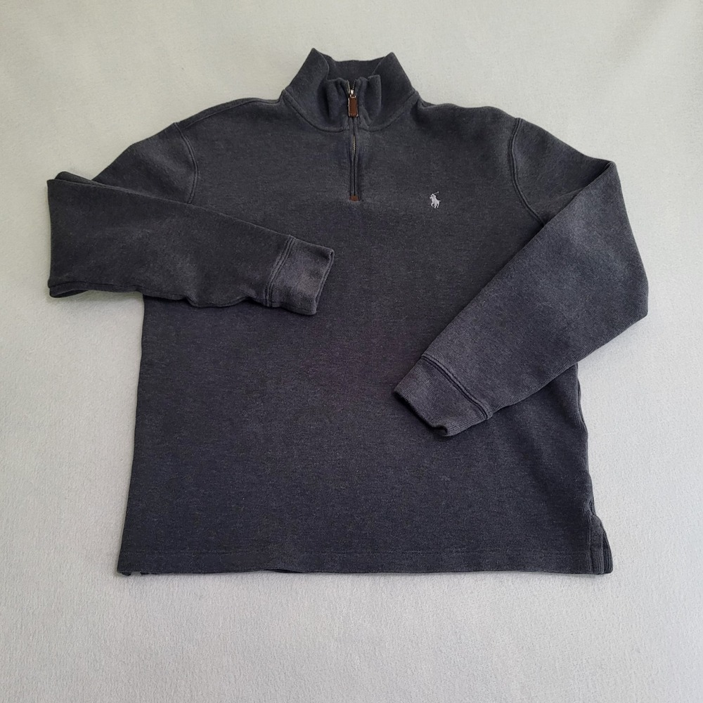 Polo Ralph Lauren Long Sleeve Knit 1/4 Zip Pullover Sweater Men's Size M Gray